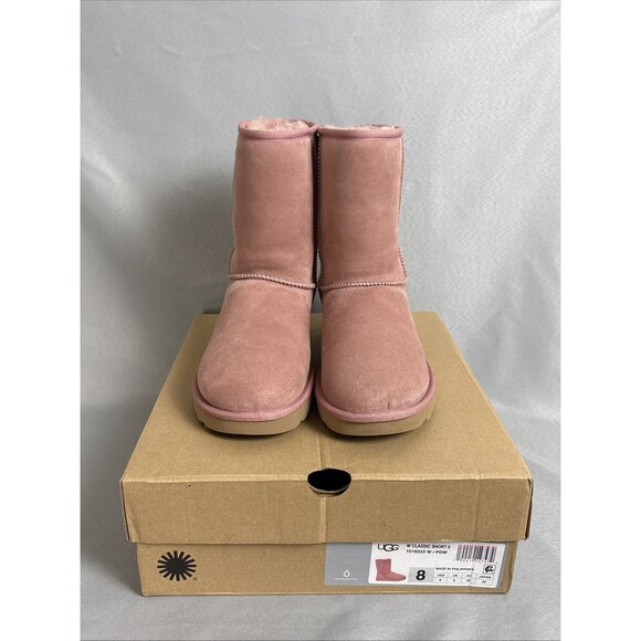 Women's UGG Boots Sz 8 Classic Short Pink Dawn PDW w/ Box Suede Wool Shearling - Picture 2 of 16